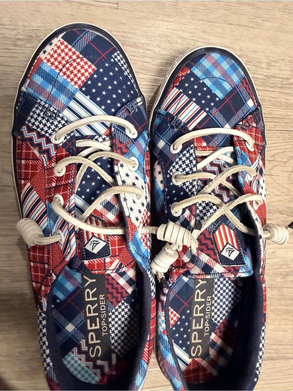 Sperry Crest Vibe Madras Patchwork Sneakers Red White Blue Women’s 8.5 - Picture 7 of 9
